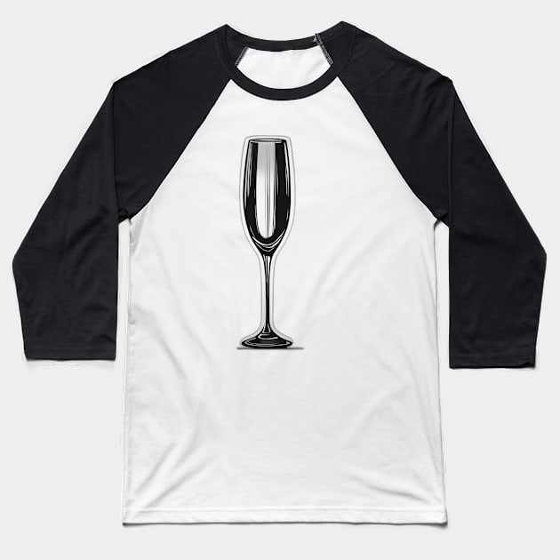 Elegant Champagne Glass Silhouette No. 1010 Baseball T-Shirt by cornelliusy